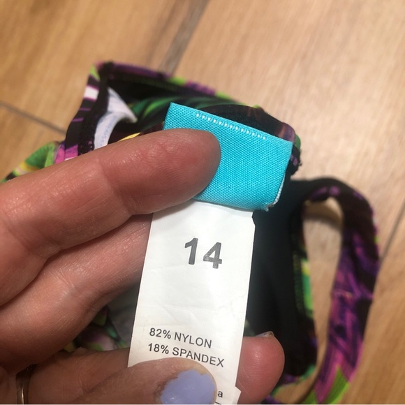 NWOT Rare Septangle V Neck Jeweltone One Piece Swimsuit Slimming Swimdress Sz 14 - Picture 8 of 9